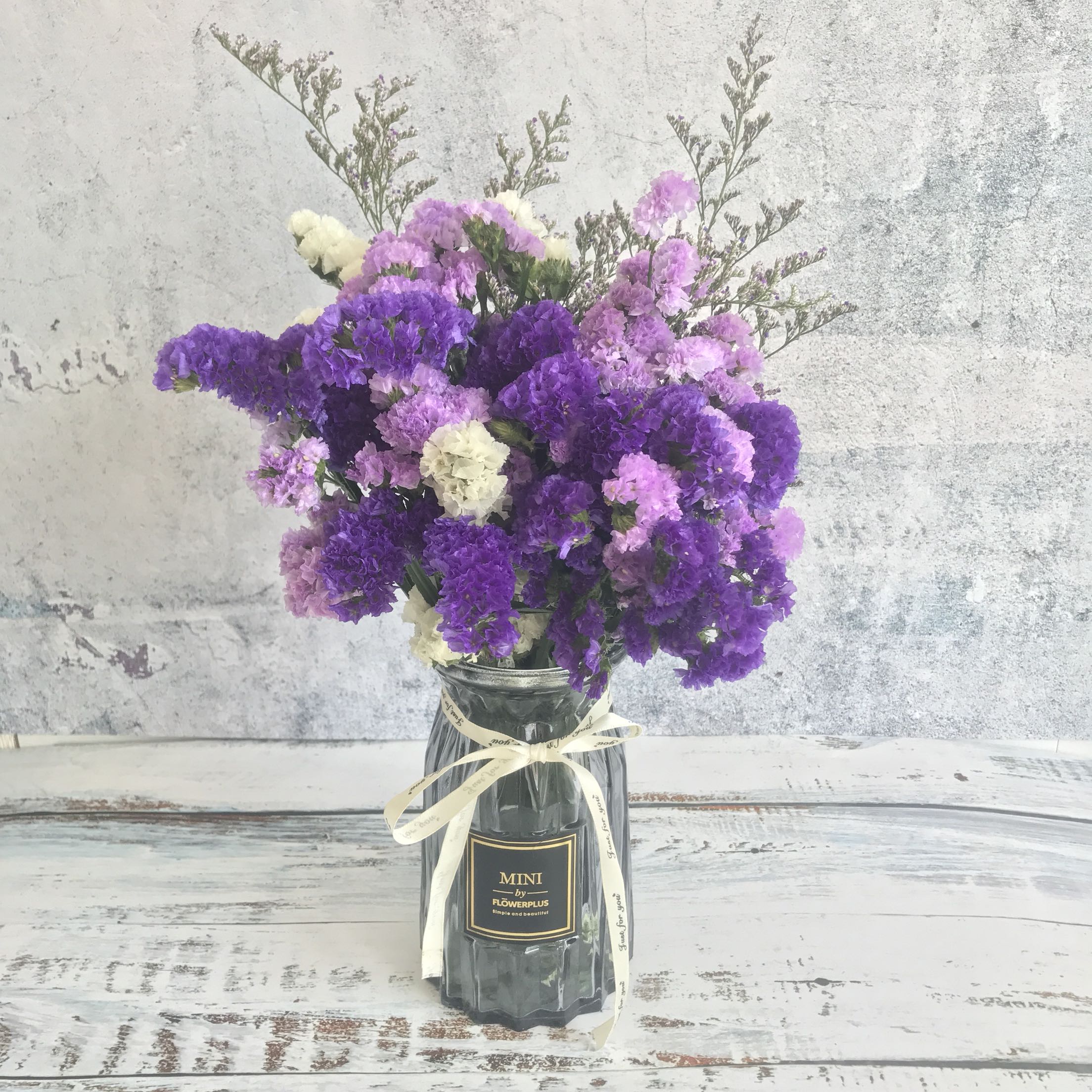 高档勿忘我干花花束带花瓶套装满天星真花装饰客s厅家居摆设小实