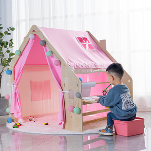 推荐帐篷儿童室内女孩公主城堡游戏屋男孩实木制画板小屋房子分床