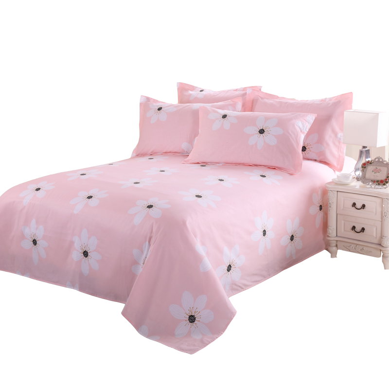 加百纯棉床单单件100%全棉加密斜纹粉色公主被单双人单人学生宿舍