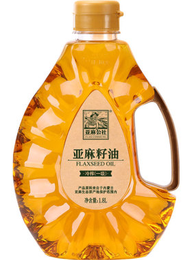 亚麻公社一级冷榨亚麻籽油1.8l食用油初榨脱蜡亚麻油内蒙古胡麻油