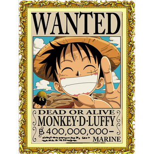 动漫十字绣海贼王通缉令海报精准印花草帽路飞十字绣可定制钻石画