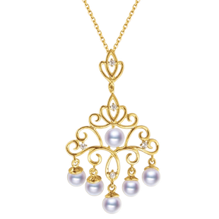 海蒂珠宝 夏轩4-9mm海水珍珠/南洋金珠吊坠女 18k金项链正品礼物