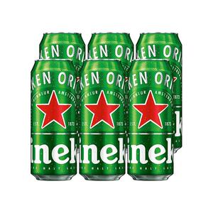 【官方正品】Heineken/经典喜力500ml*6听铝罐全麦德式拉格啤酒