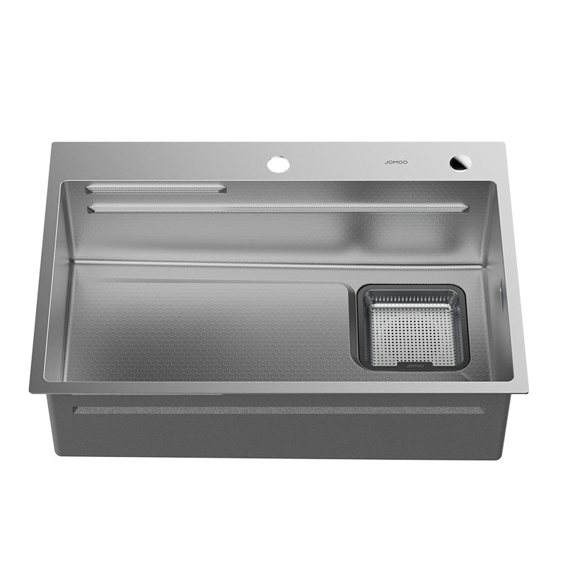 【店铺爆款】九牧水槽耐刮蜂窝压纹3D料理滤渣不锈钢手工洗碗水槽