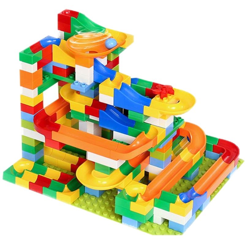 儿童大颗粒滑道积木滚珠小弹珠滚球益智百变拼装轨道拼插滑梯玩具