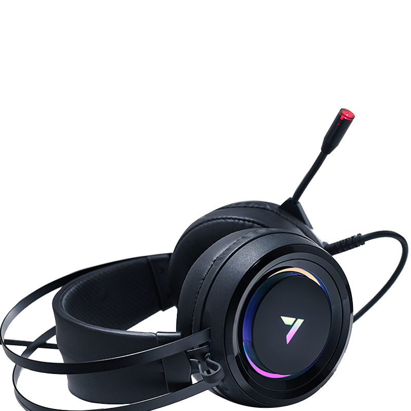 雷柏vh500游戏耳机头戴式耳罩电竞游戏7.1吃鸡带麦降噪rgb发光