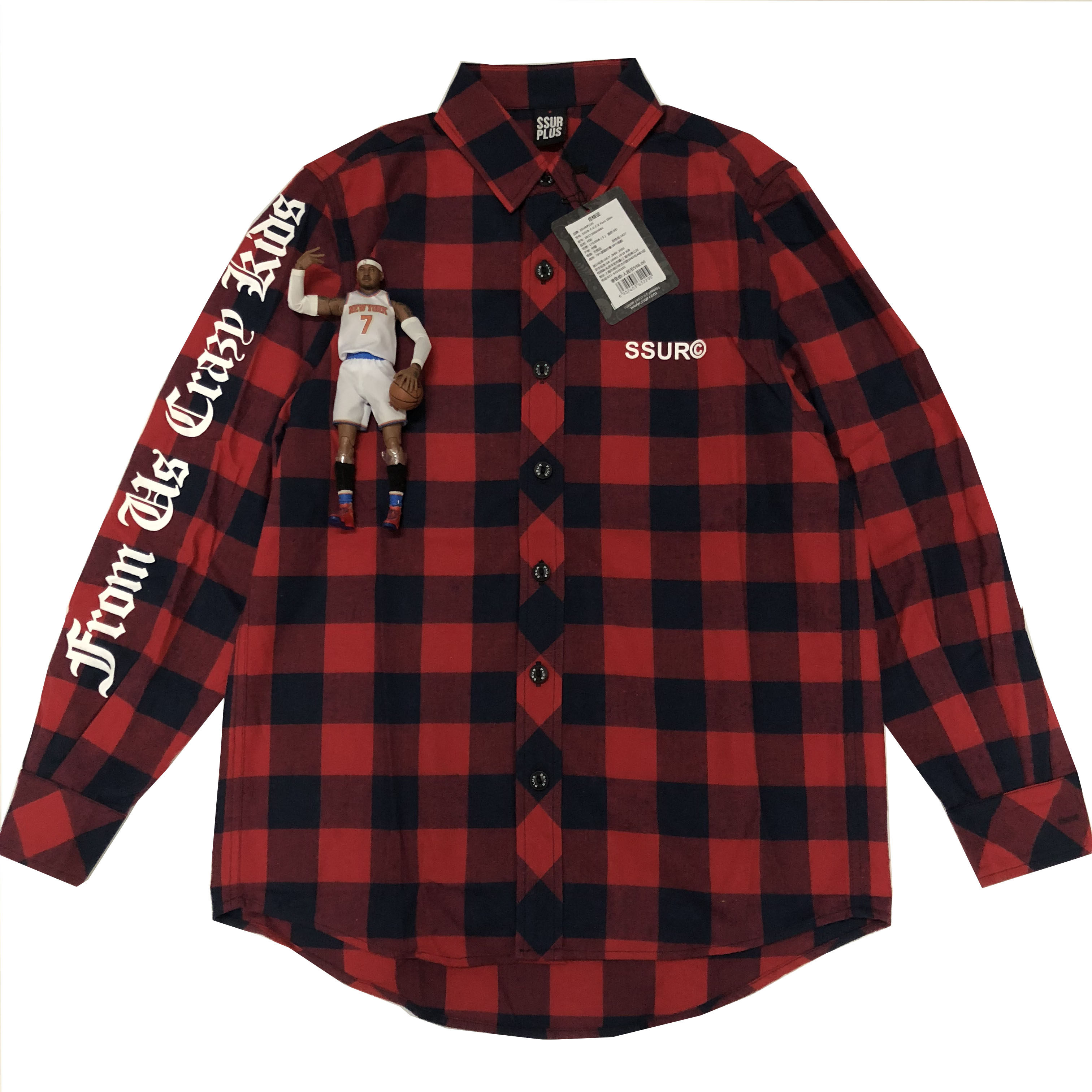 实力现货 ssur plus 格子衬衫男女同款长袖宽松美国潮牌哥特外套