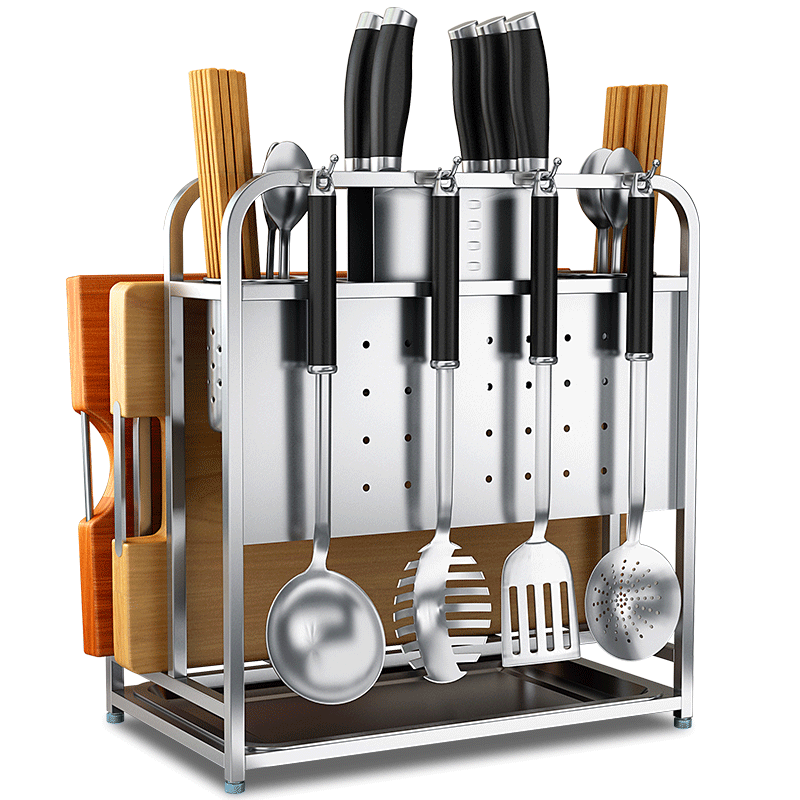 304不锈钢刀架厨房置物架 多功能砧板架菜板刀具架子刀座收纳用品