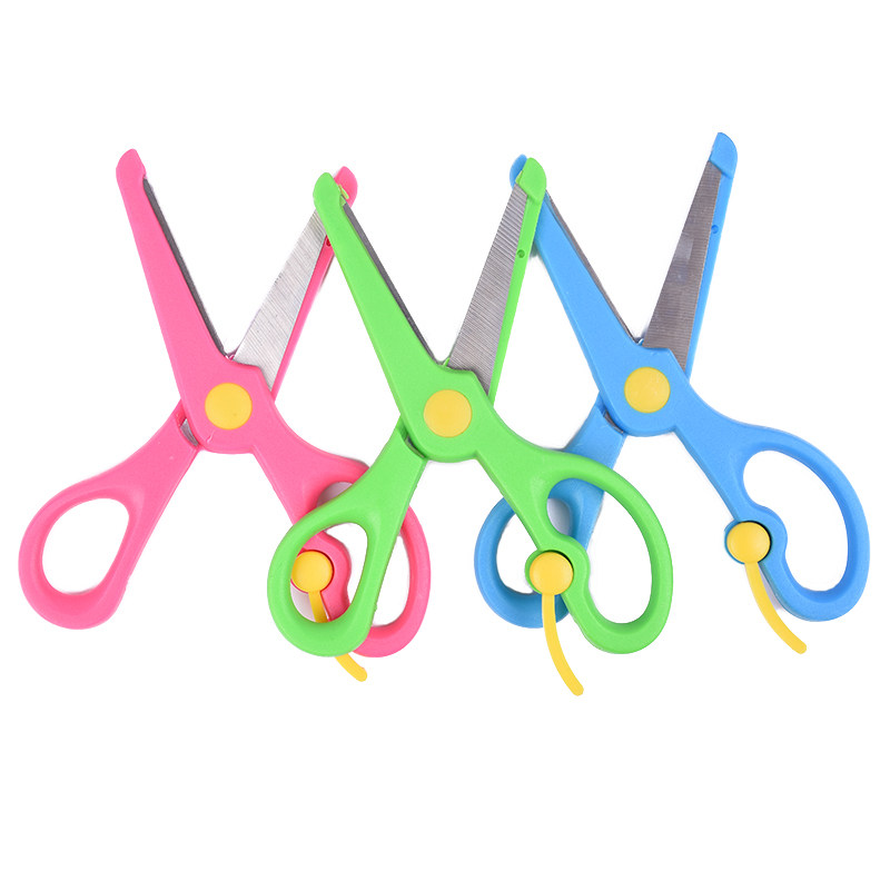 幼儿园儿童小学生手工diy剪纸弹力圆头小剪刀安全塑料裁纸小剪子创意