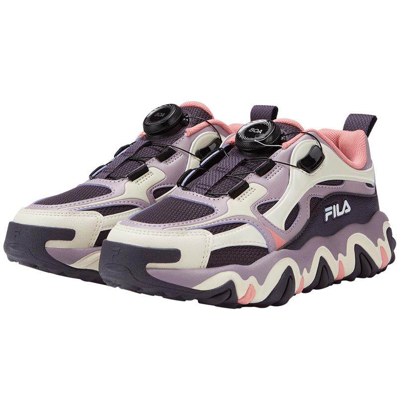 filakids斐乐童鞋男女童运动鞋2023冬季新款儿童大童旋钮虎爪鞋暗紫色