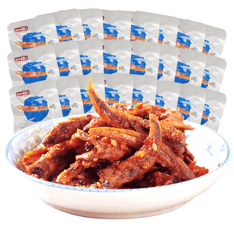 盐津铺子小银线鱼500克湖南零食小吃香辣毛毛鱼休闲食品糖醋鱼仔