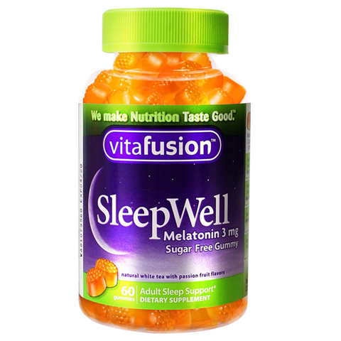 美国vitafusion sleepwell褪黑素片咀嚼软糖60粒倒时差睡眠片