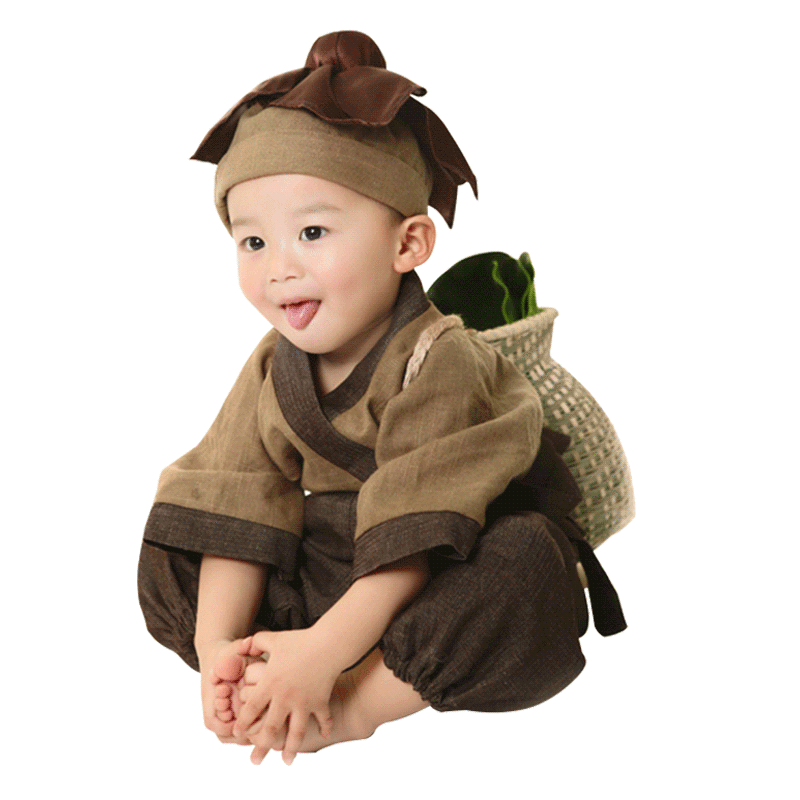 汉服男童书童服装儿童古装和尚服幼儿中国风宝宝百天周岁摄影服装