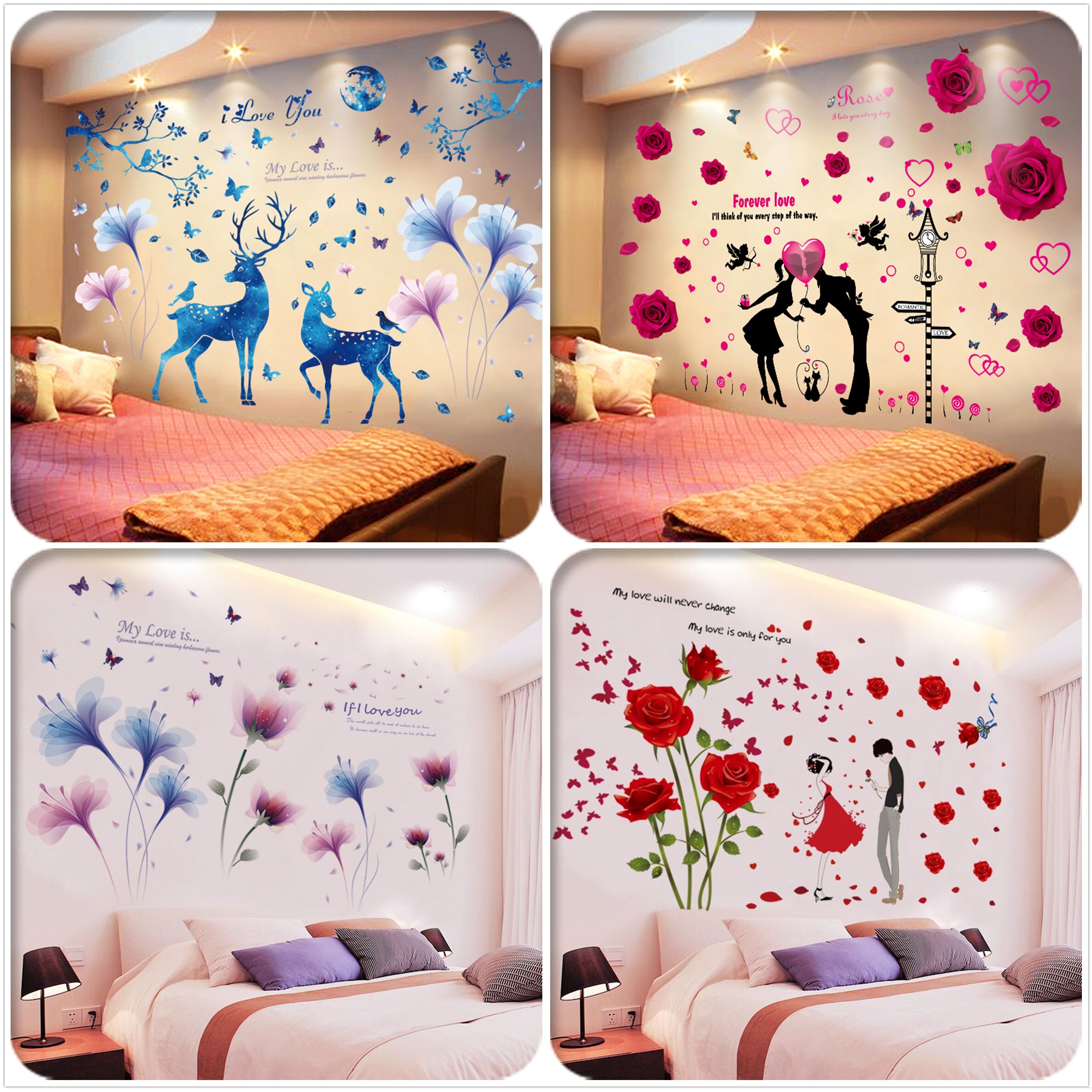 3d立体墙贴纸贴画温馨卧室床头房间墙面装饰墙壁纸海报背景墙自粘