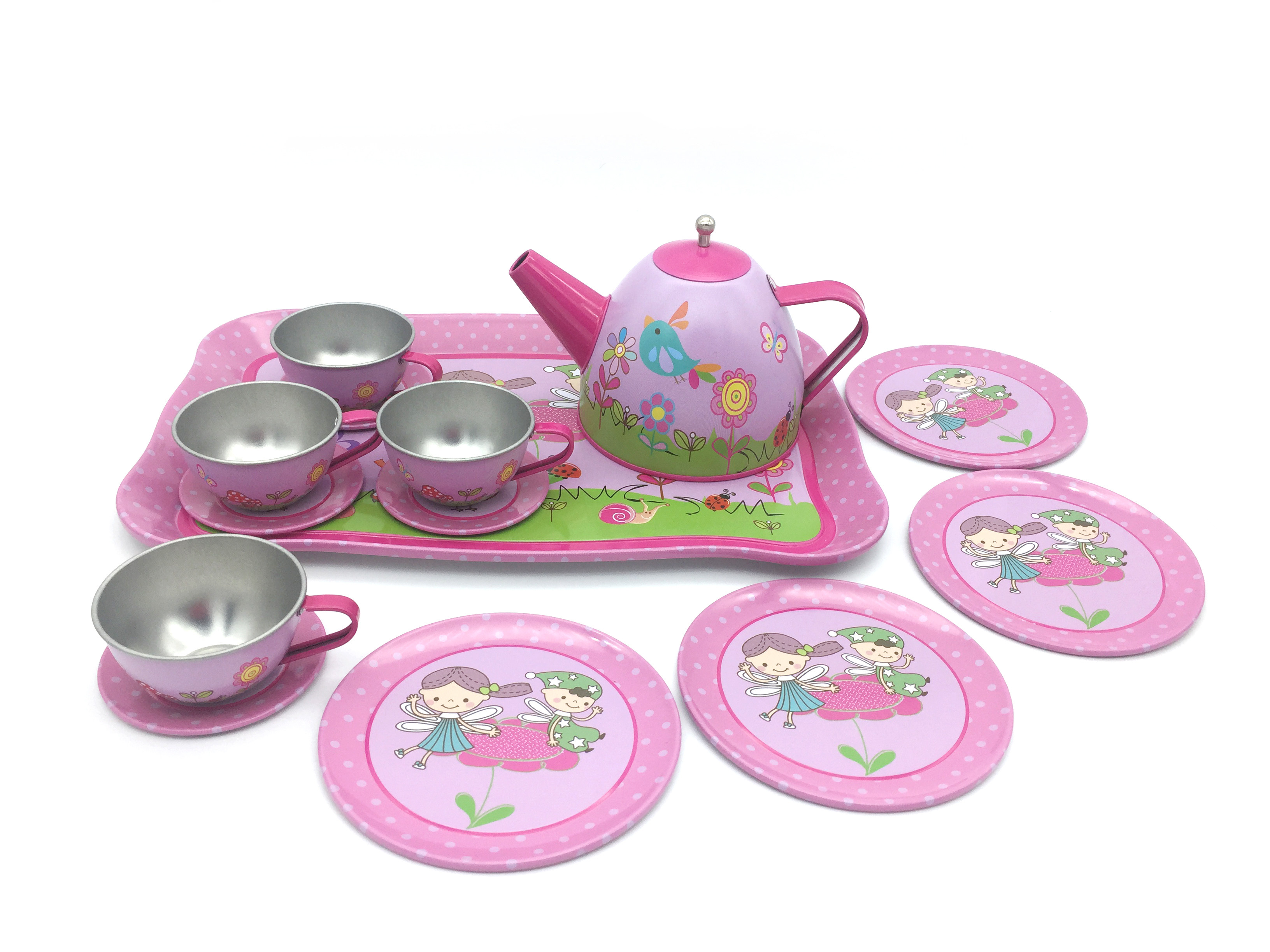 儿童过家家茶具迷你茶壶男女孩玩具小猪厨房游戏马口铁下午茶套装