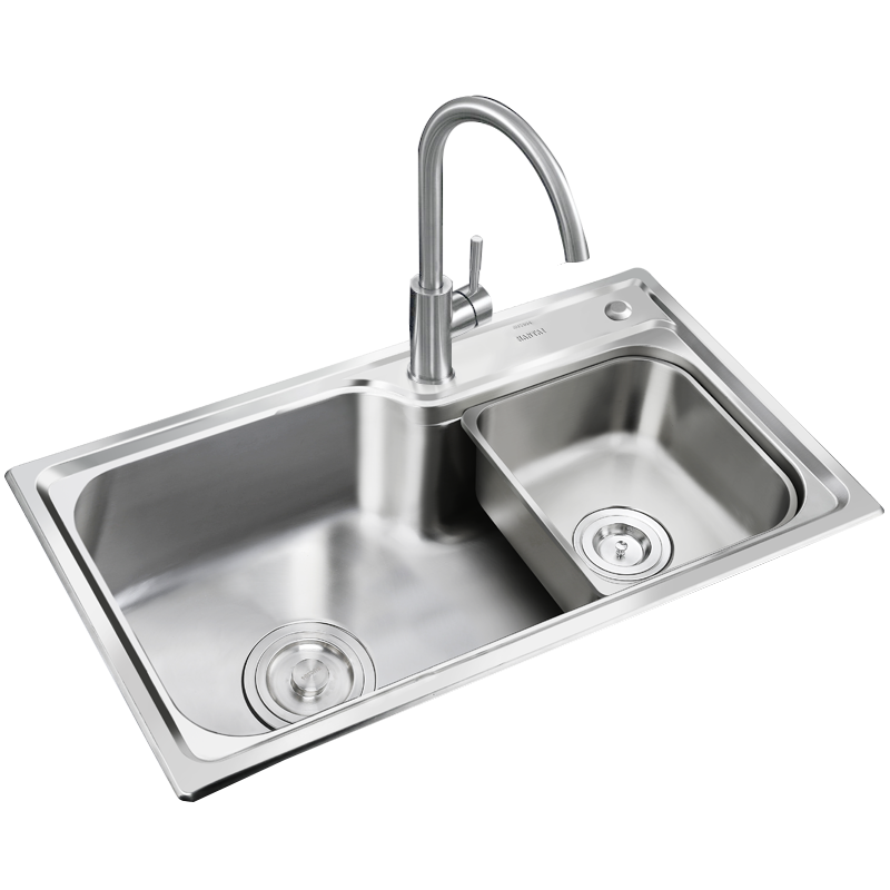 韩泰卫浴水槽厨房大单槽304不锈钢加厚洗碗洗菜盆带龙头水槽套餐