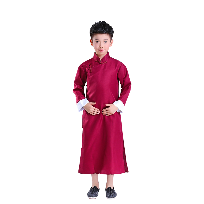 儿童相声演出服装马褂相声大褂民国长衫中式长袍男女童元旦表演服