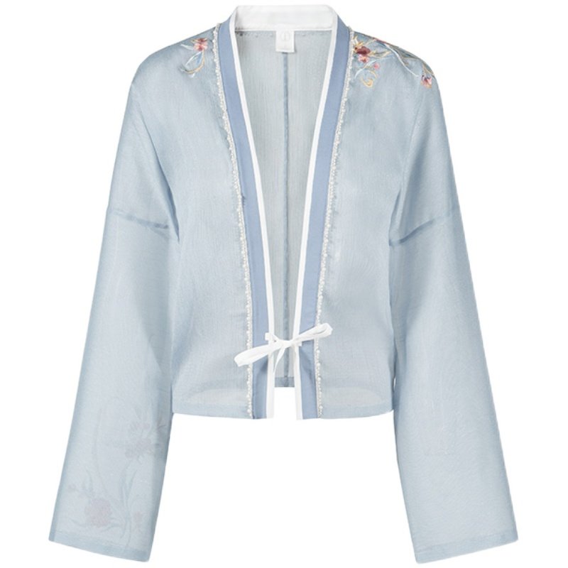 十三余小豆蔻儿[清禾意-清平乐联名款]直领对襟衫齐腰汉服女 - 十三余