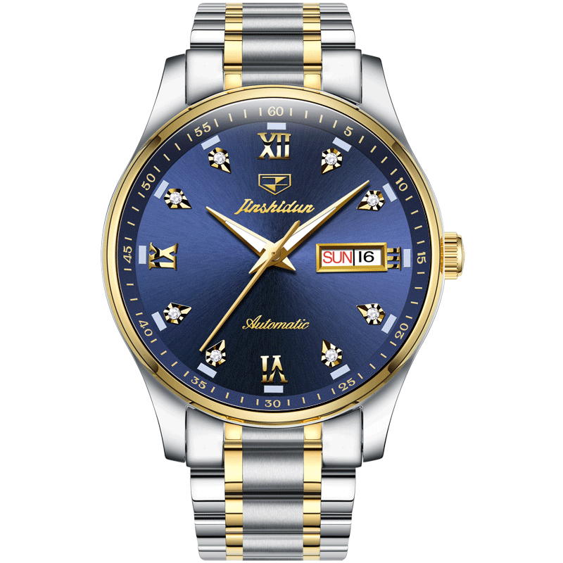 瑞士金仕盾正品牌男士手表全自动机械表双日历防水潮流金表色名表