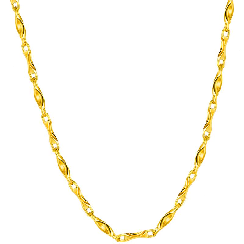 六福珠宝黄金项链百搭款元宝造型足金项链素链计价b01tbgn0006