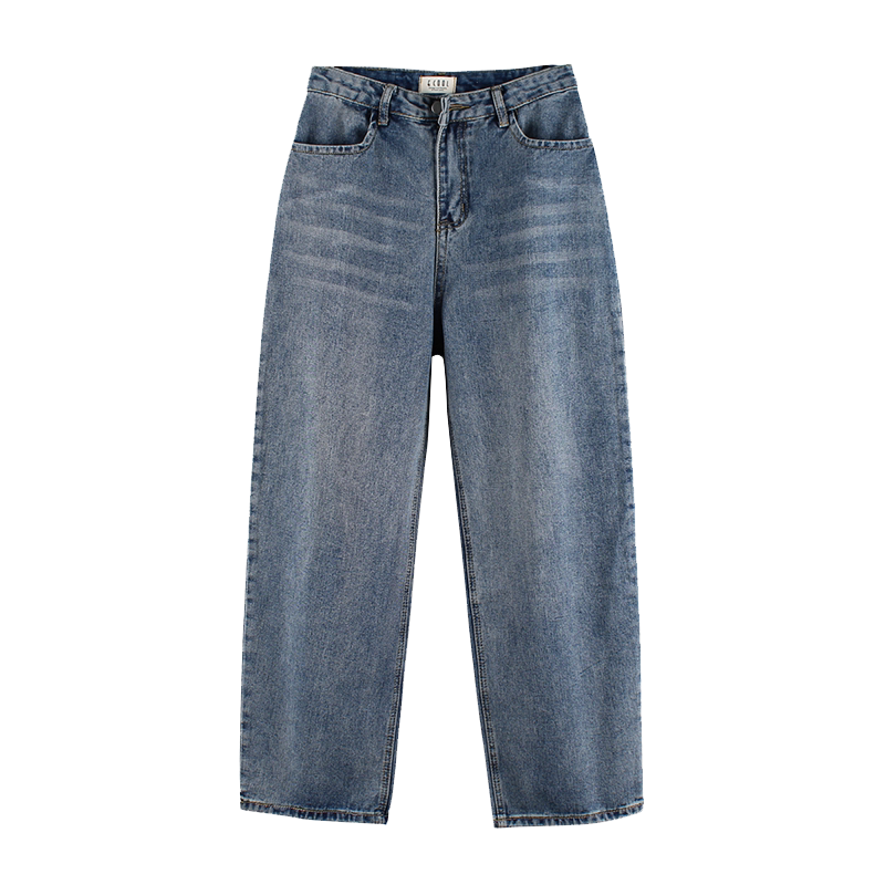 cec裤子女直筒胖学生矮个子怪味七分c百搭萝卜裤复古牛仔老爹裤夏