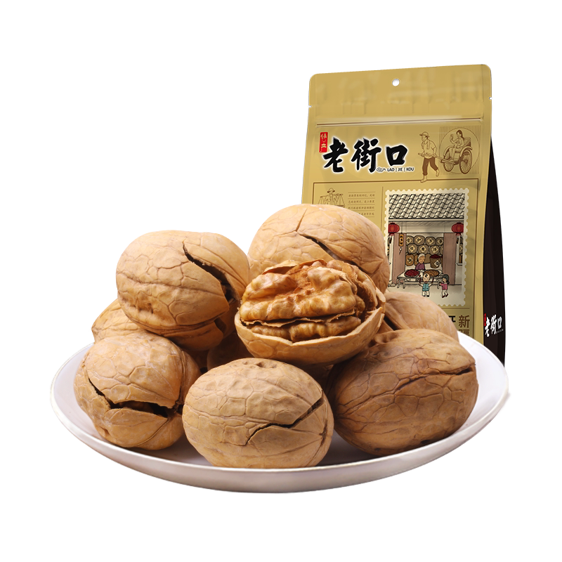 老街口 脑洞大开新疆开口核桃500g 薄皮手剥原味孕妇坚果干果