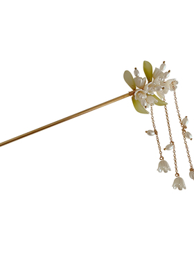 古风颤珍珠铃兰花流苏发簪女夏季配旗袍汉服盘发宫灯簪子发钗头饰