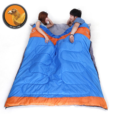 自由之舟骆驼 双人情侣棉睡袋 春秋冬季加厚睡袋 户外露营成人睡