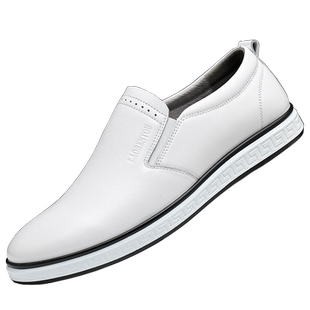 回力新款男士真皮豆豆鞋英伦时尚头层牛皮皮鞋套脚爸爸鞋大码4647