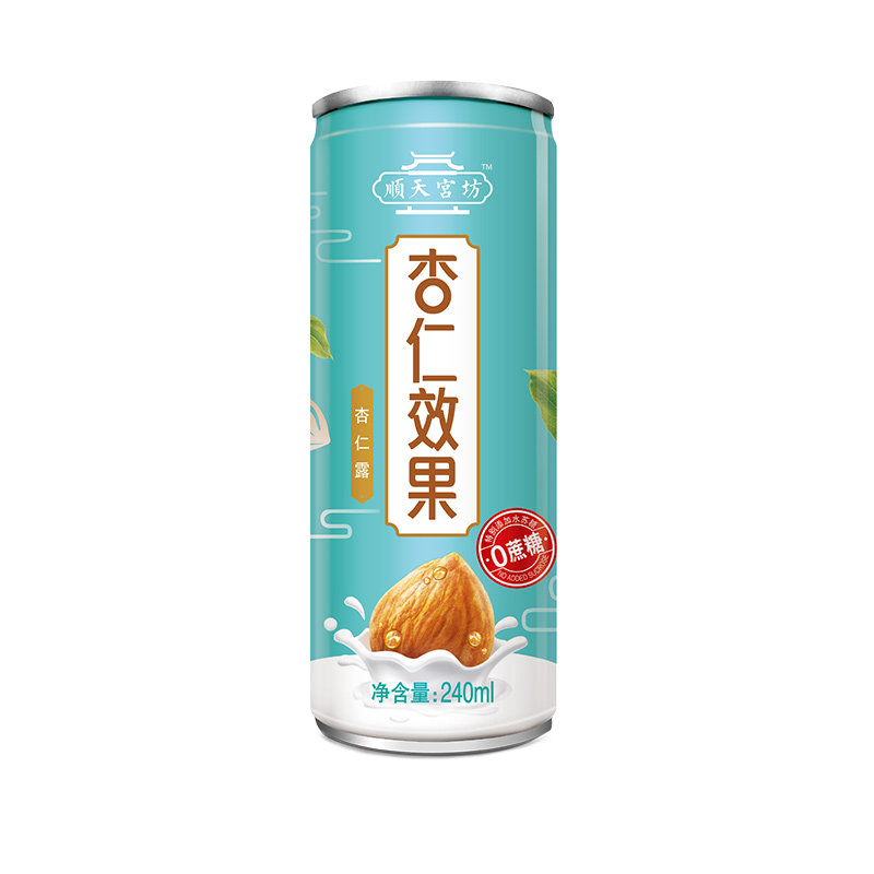 顺天宫坊杏仁效果无糖杏仁露240ml20罐整箱植物蛋白饮料