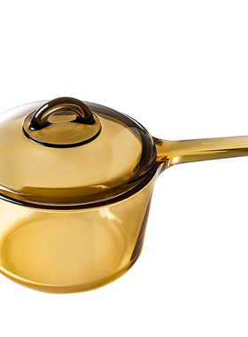 10年质保 法国进口玻璃直烧锅1.5l长柄晶彩玻璃锅 奶锅辅食锅汤锅