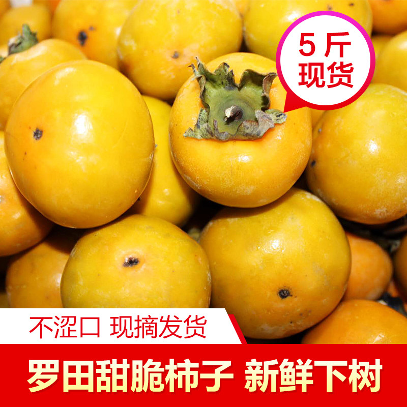 热销罗田甜柿_份脆柿不斤5应季罗田硬柿子湖北涩口水果现摘特产新鲜