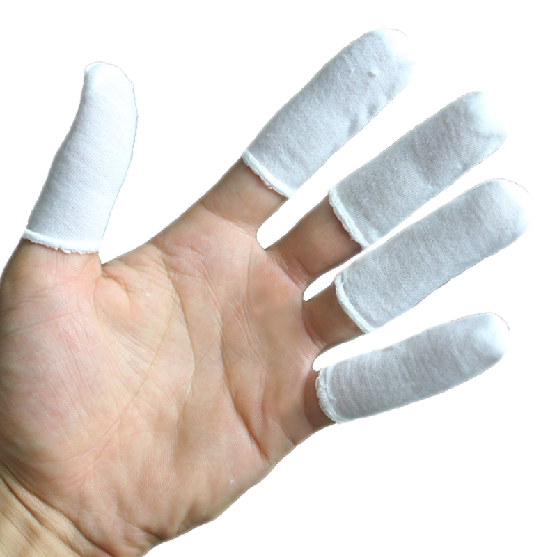 纯棉布指套全棉汗布劳保手指套透气防尘翻页点钞加厚防滑耐磨白色