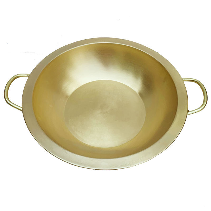 老四川加厚黄铜火锅电磁炉鸳鸯铜锅三味火锅子母九宫格纯铜火锅盆