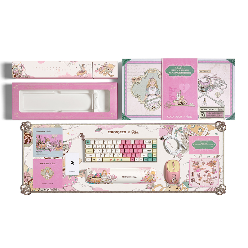 ColorReco卡乐瑞可 爱丽丝无线蓝牙机械键盘鼠标套装女电脑笔记本