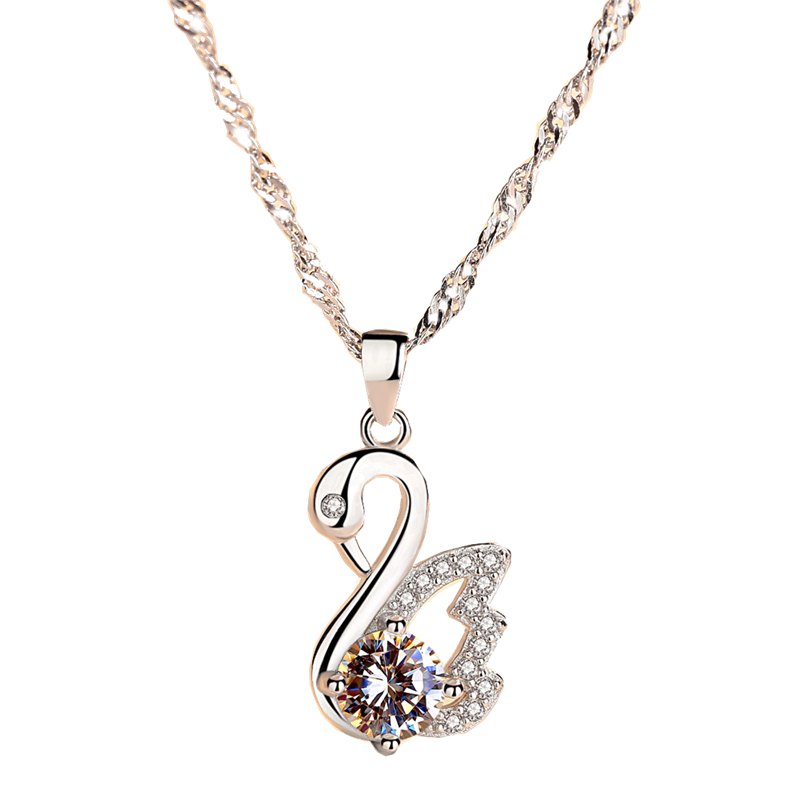 s925银项链小天鹅女吊坠时尚韩版锁骨链短款学生吊坠简约项饰