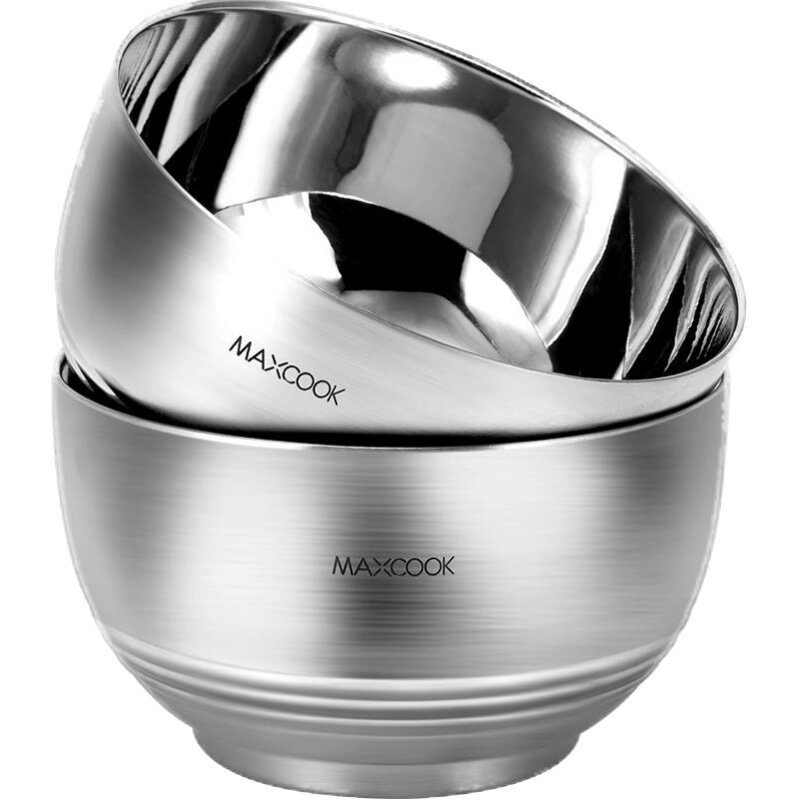 美厨不锈钢碗304食品级儿童家用组合双层真空防烫摔单个保温饭碗