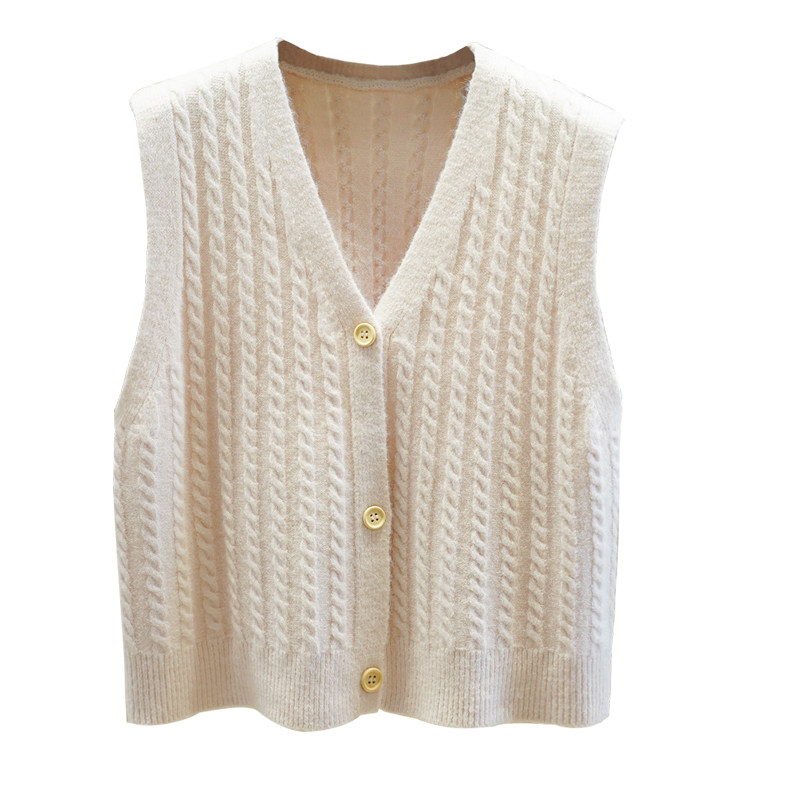 秋冬针织背心马甲马夹女装韩版宽松短款毛衣上衣麻花无袖开衫外套