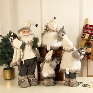 欧式简约圣诞装饰品可爱圣诞老人公仔摆件家居立体玩偶装饰配件