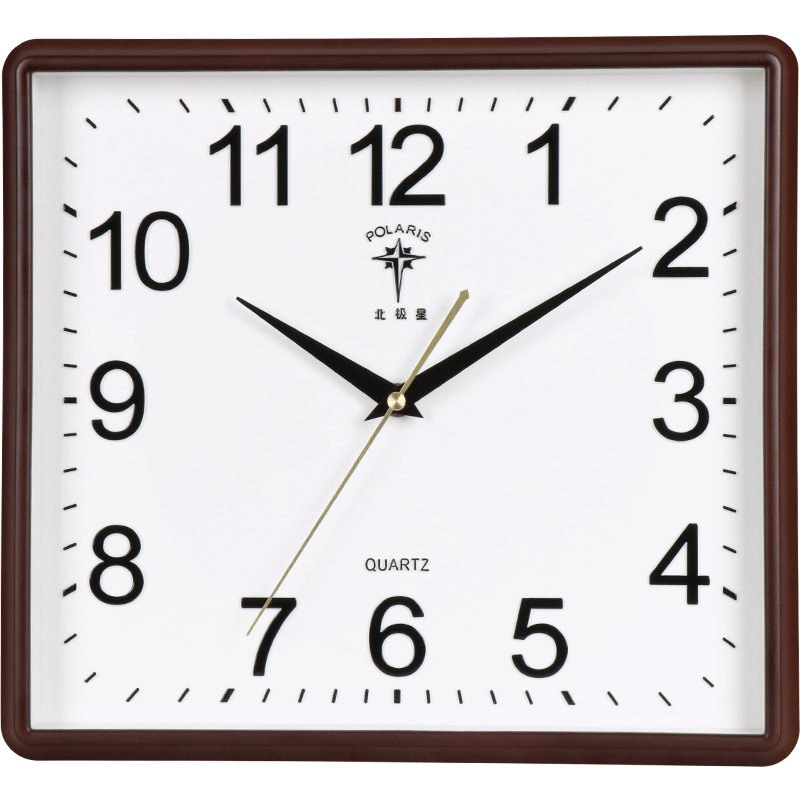 北极星挂钟客厅简约方形时钟现代时尚卧室静音钟表家用壁挂石英钟