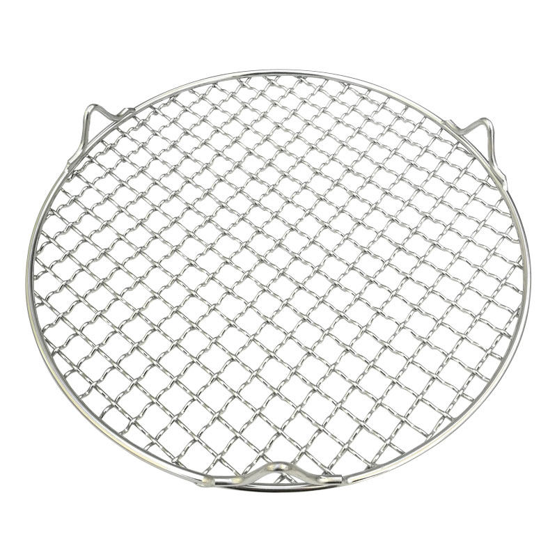 不锈钢烧烤网圆形带脚韩式篦子熏烤肉加粗有腿烘焙网空气炸锅网格