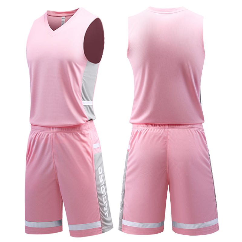 个性粉色篮球服定制男女款比赛球衣定制骚粉球服24号篮球服印字号