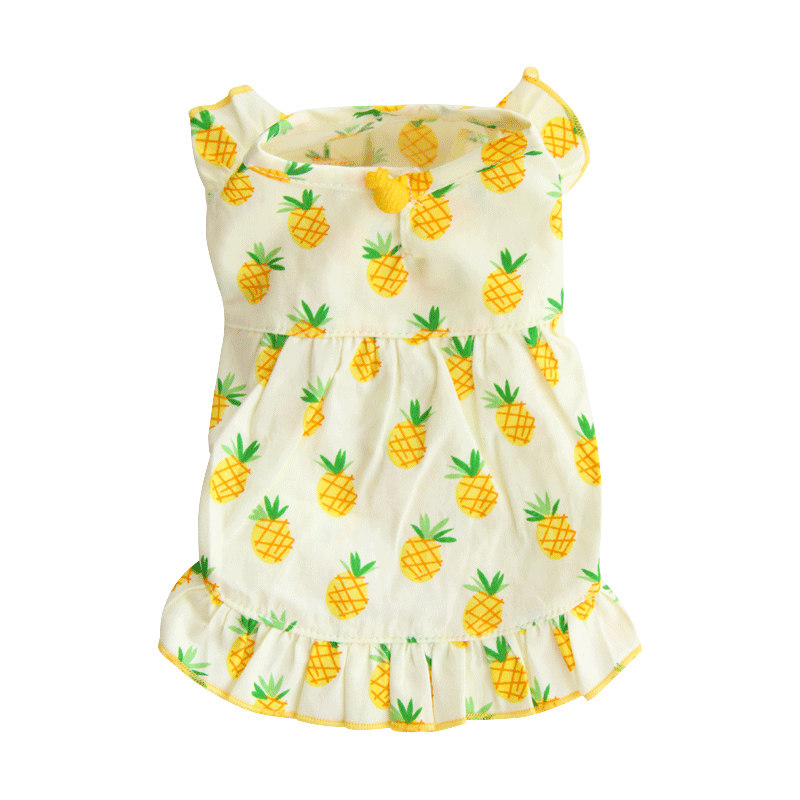 菠萝连衣裙薄款小狗狗衣服泰迪猫咪防掉毛宠物小型犬博美比熊春秋