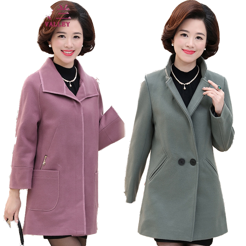中老年女装春装毛呢大衣40-60岁妈妈装春季中长款毛呢外套新款 - 宝