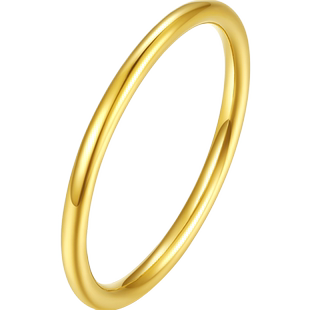 六桂福珠宝 光圈戒指 三生三世黄金3d硬足金素圈戒指细小指环