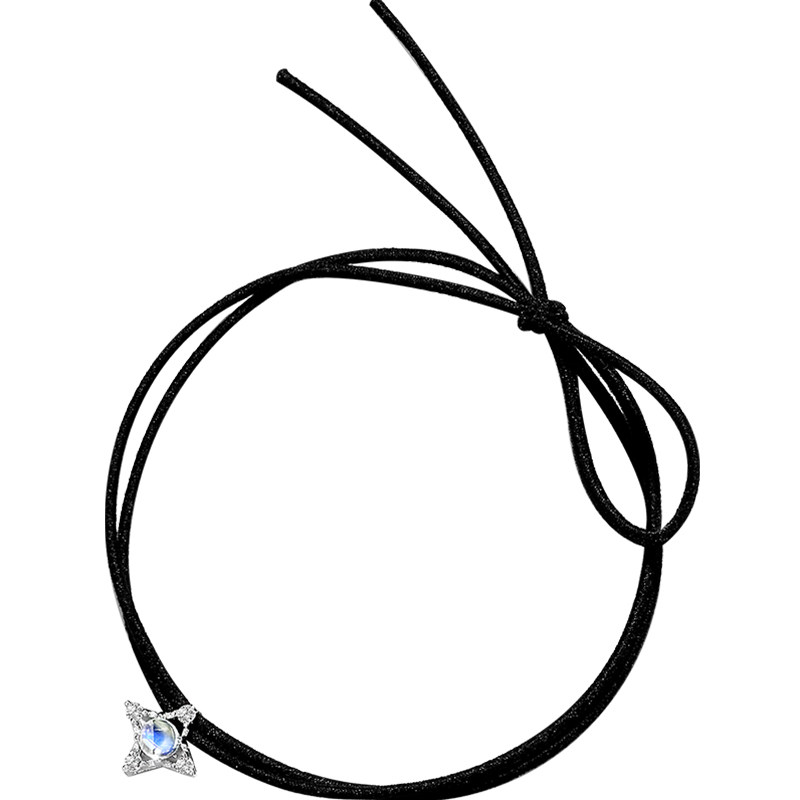 月光石发绳女925纯银头绳男朋友小皮套送男友皮筋扎头2021年新款