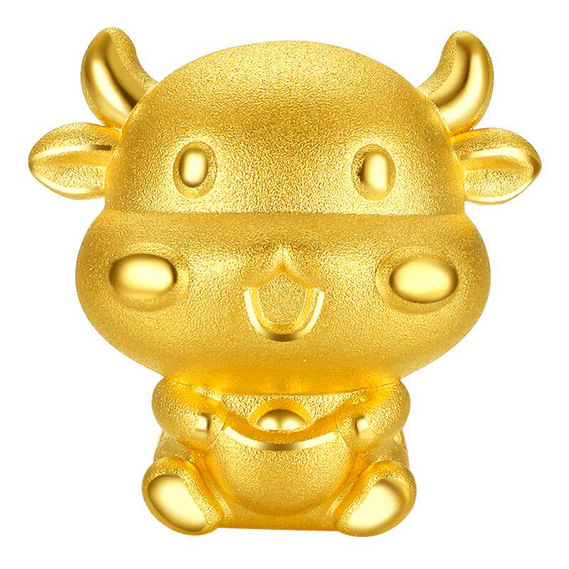 周六福黄金手链女定价3d硬金转运珠招财元宝本命生肖金牛足金正品