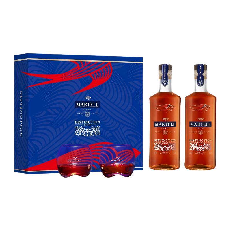 Martell马爹利鼎盛VSOP级500ml*2干邑白兰地烈酒洋酒礼盒装酒杯