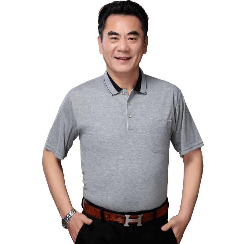 爸爸短袖t恤男夏装薄款polo衫中老年人40-50岁上衣中年男士男装