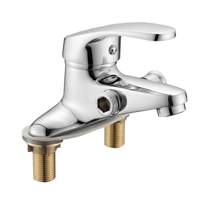 全铜体双孔面盆水龙头带淋浴花洒冷热水双用洗澡洗脸盆混水阀龙头